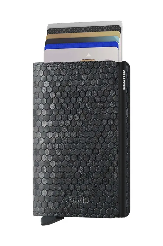Δερμάτινο πορτοφόλι Secrid Slimwallet Hexagon Black μαύρο