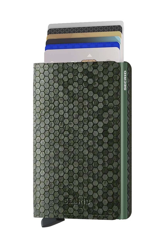 Kožni novčanik Secrid Slimwallet Hexagon Green zelena