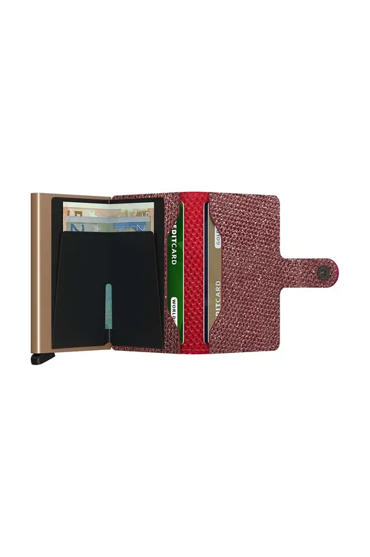 Secrid portfel skórzany Miniwallet Sparkle Red Aluminium, Skóra naturalna