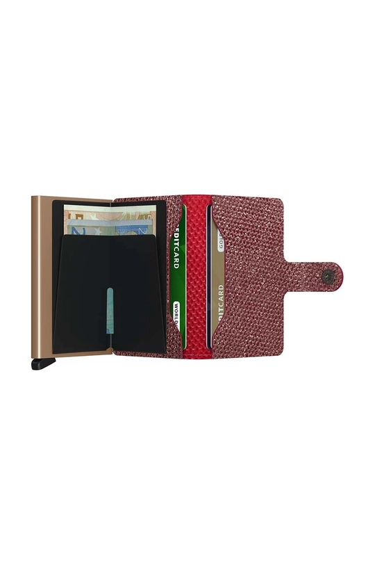 Kožni novčanik Secrid Miniwallet Sparkle Red Aluminij, Prirodna koža