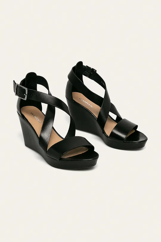 Wojas - Kožené sandále čierna