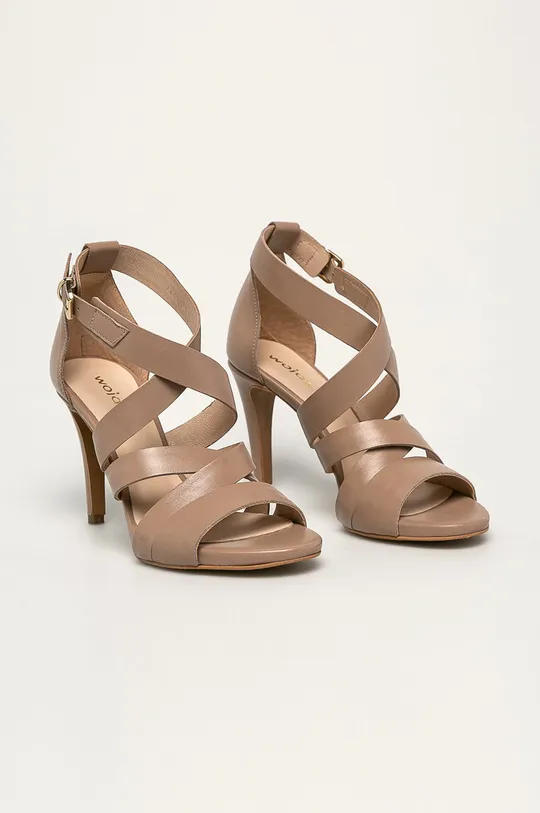 Wojas - Kožené sandále béžová