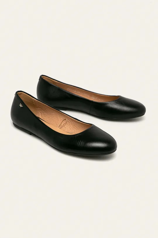Wojas - Bőr balerina cipő fekete