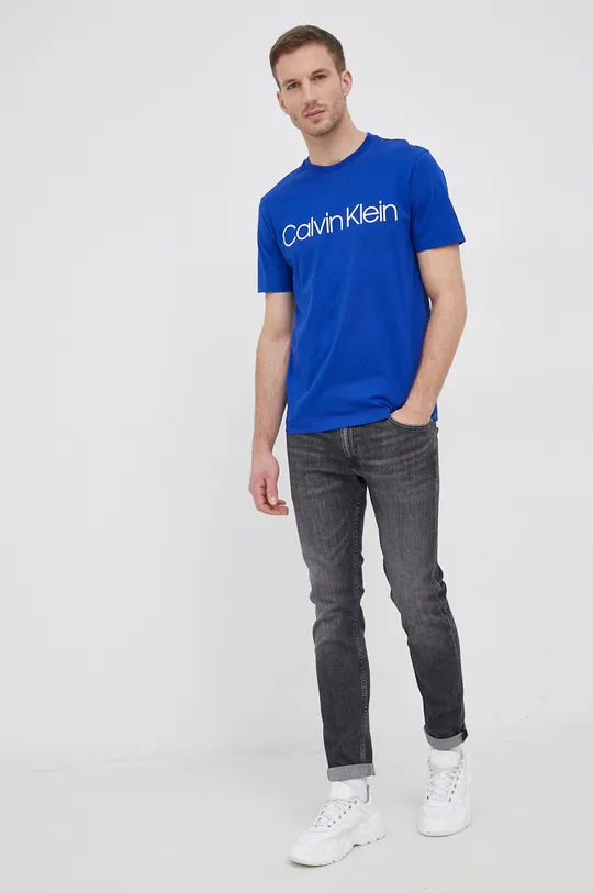 Calvin Klein bombažna majica modra