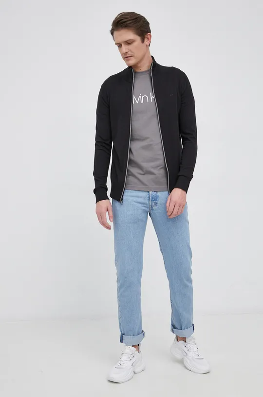 Calvin Klein - Bavlnené tričko sivá