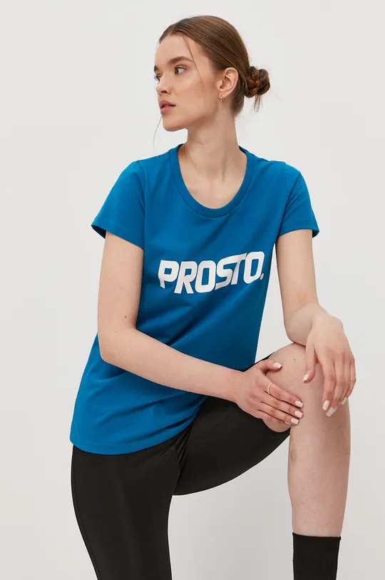 niebieski Prosto T-shirt Damski