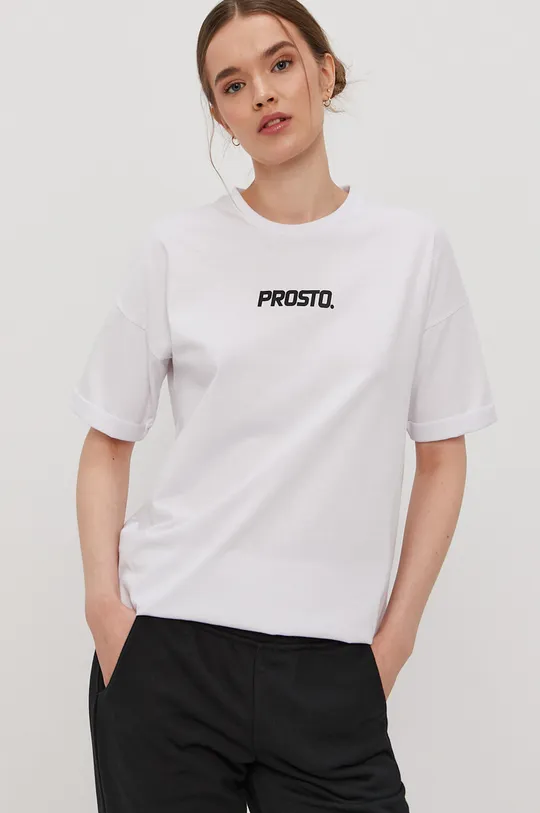 biały Prosto T-shirt Damski