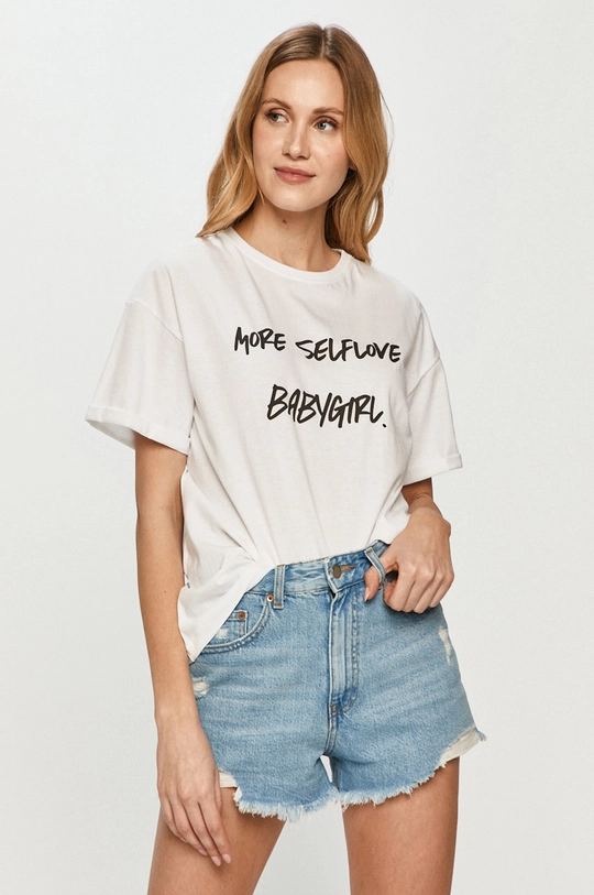 biały Dash My Buttons - T-shirt More Selflove Girl Damski