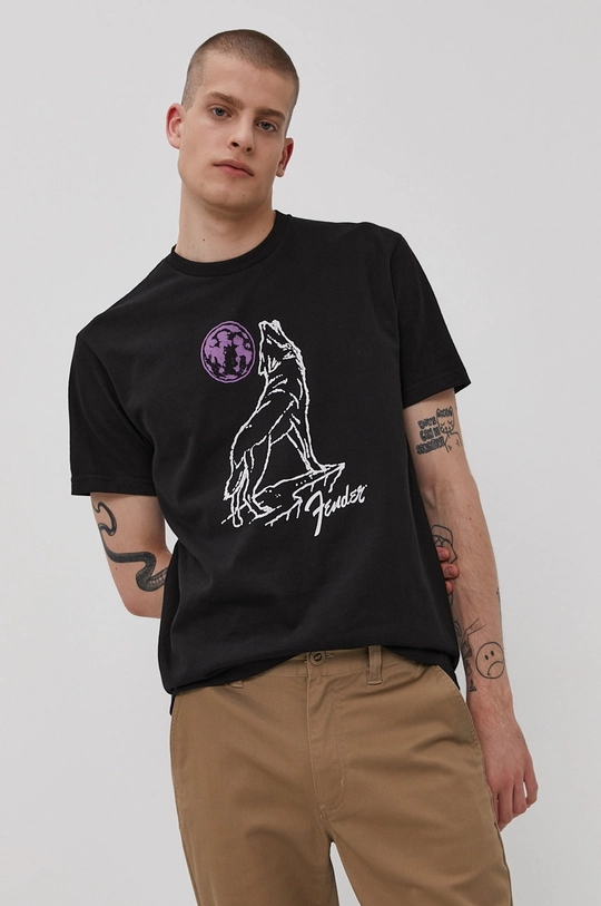 czarny Brixton T-shirt X Fender Męski