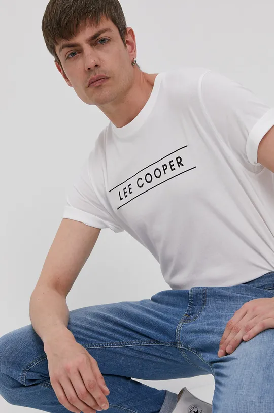 biały Lee Cooper T-shirt Męski