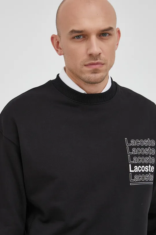 μαύρο Βαμβακερή μπλούζα Lacoste