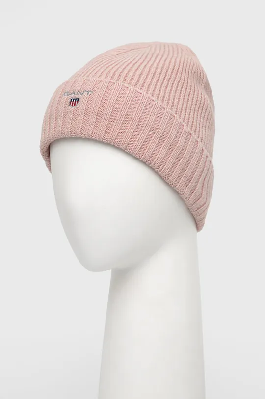 Вовняна шапка Gant рожевий