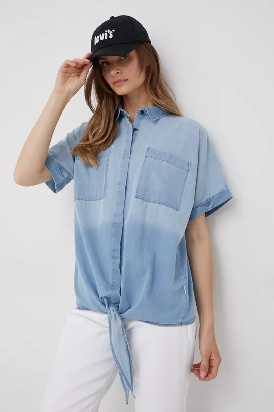 μπλε Βαμβακερό πουκάμισο Lee Cooper Γυναικεία