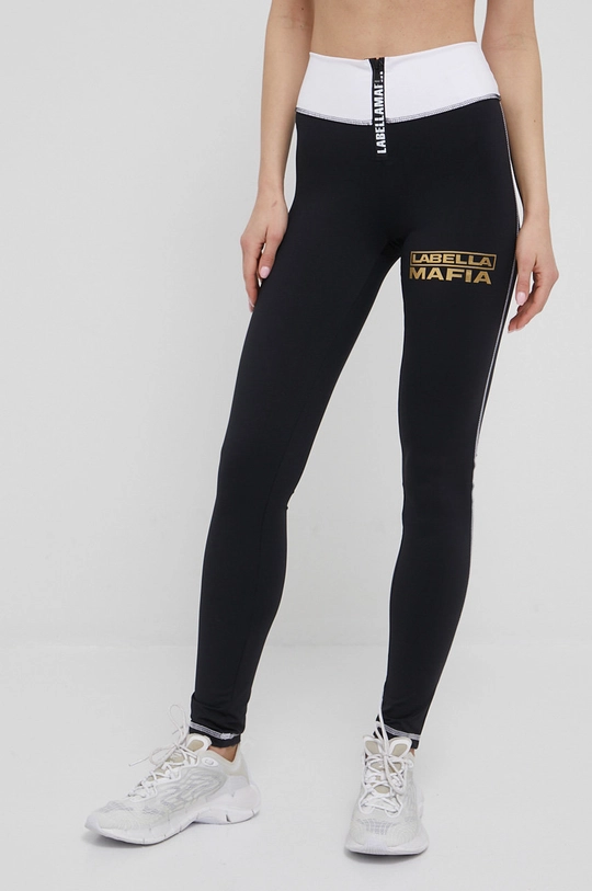 czarny LaBellaMafia legginsy treningowe Black and Gold Damski