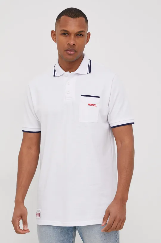 λευκό Βαμβακερό μπλουζάκι πόλο Prosto Mods