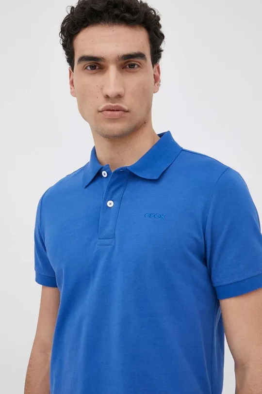 μπλε Βαμβακερό μπλουζάκι πόλο Geox Ανδρικά