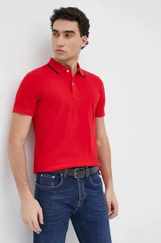 κόκκινο Βαμβακερό μπλουζάκι πόλο Geox Ανδρικά