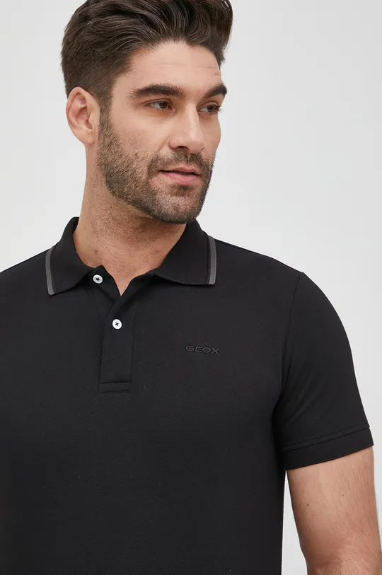 μαύρο Βαμβακερό μπλουζάκι πόλο Geox