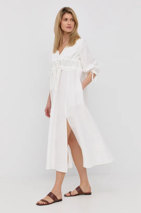 Λινό φόρεμα Liviana Conti λευκό