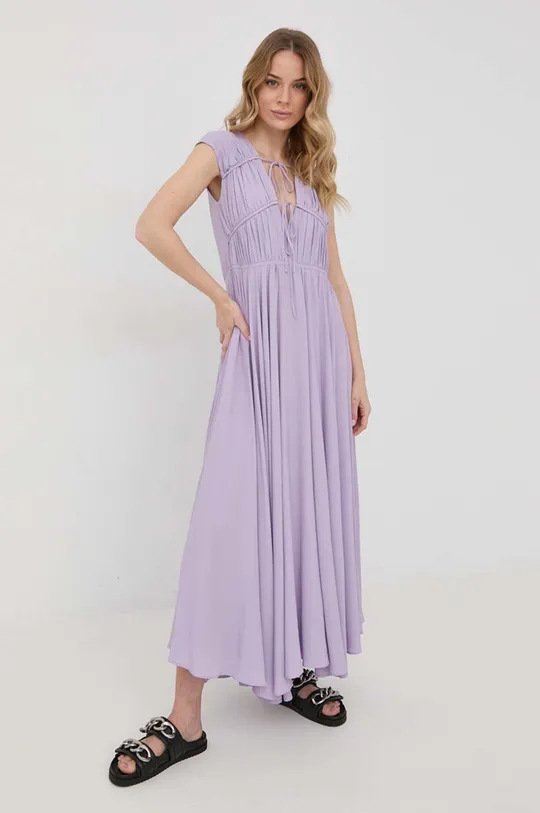 vijolična Obleka s primesjo svile Liviana Conti Ženski