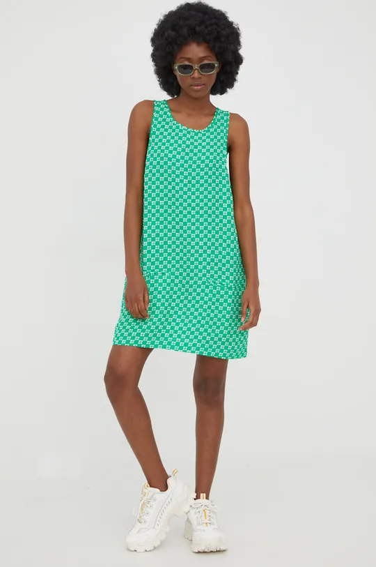 Λινό φόρεμα RVCA πράσινο