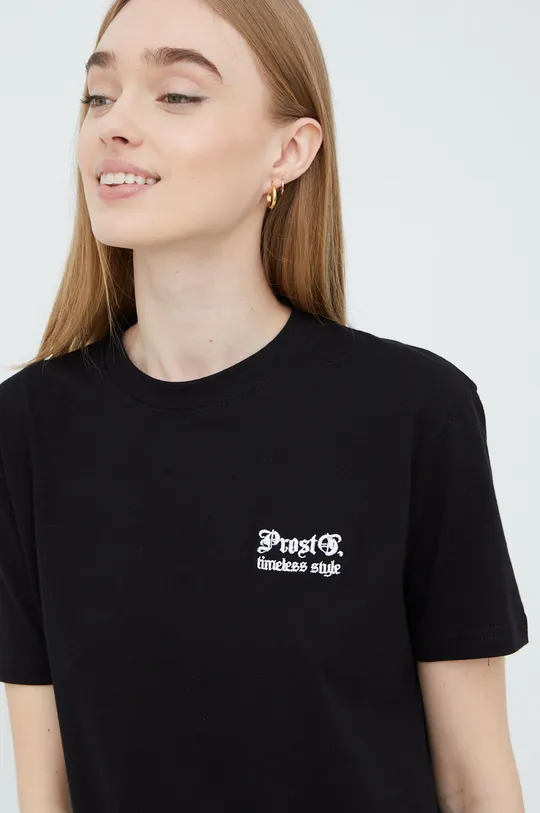 чорний Бавовняна футболка Prosto Gothi