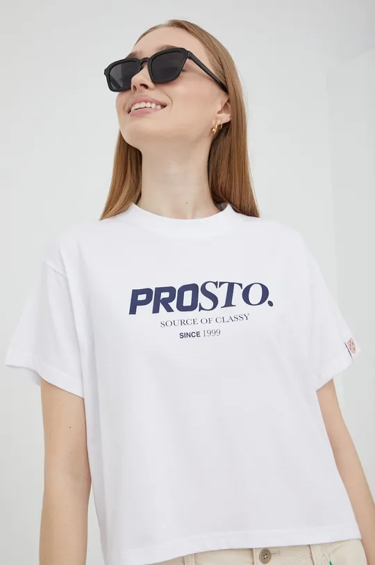 λευκό Βαμβακερό μπλουζάκι Prosto Deny Γυναικεία