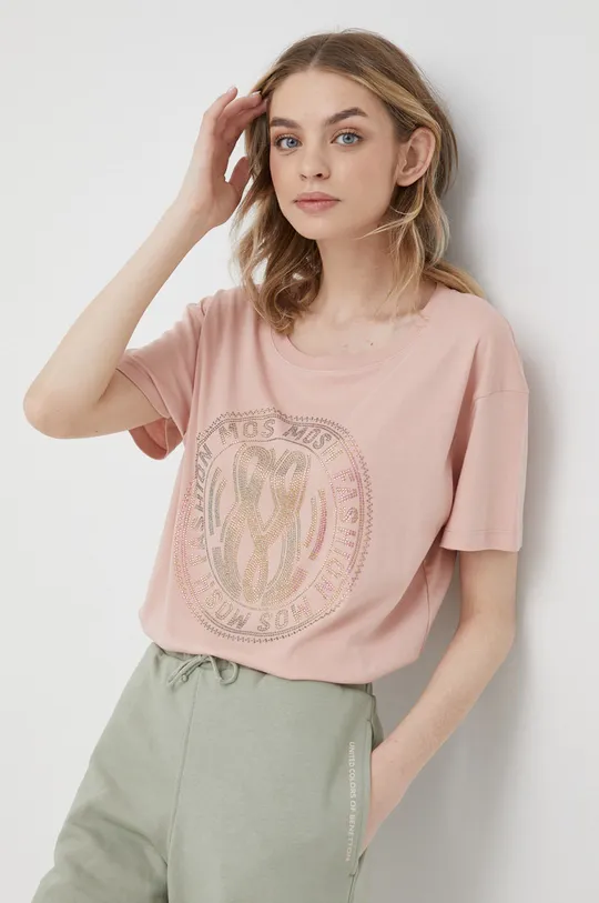 розовый Хлопковая футболка Mos Mosh Женский