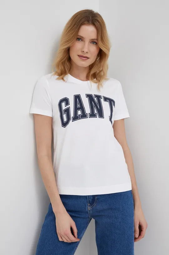 biela Bavlnené tričko Gant Dámsky