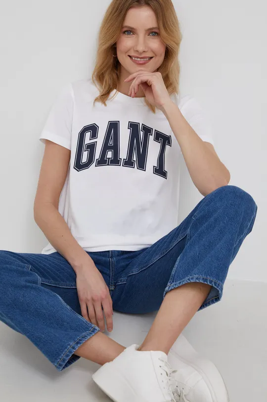 Pamučna majica Gant bijela