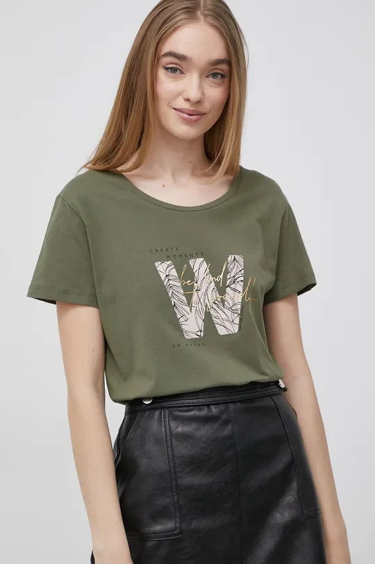 πράσινο Βαμβακερό μπλουζάκι Cross Jeans Γυναικεία