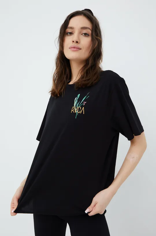 μαύρο Βαμβακερό μπλουζάκι RVCA Γυναικεία
