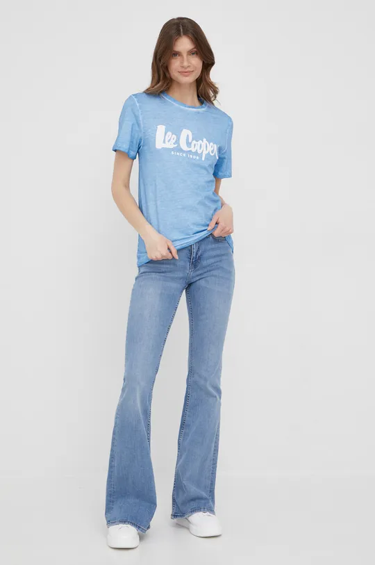 Bavlnené tričko Lee Cooper modrá