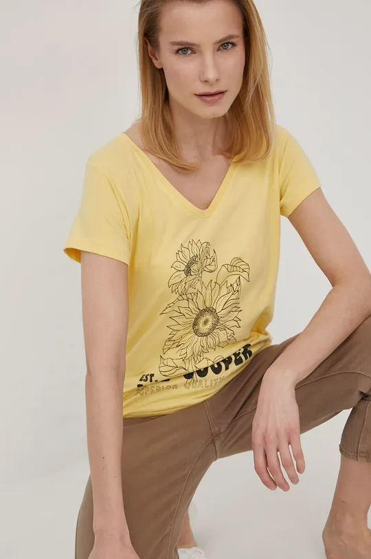 κίτρινο Βαμβακερό μπλουζάκι Lee Cooper Γυναικεία