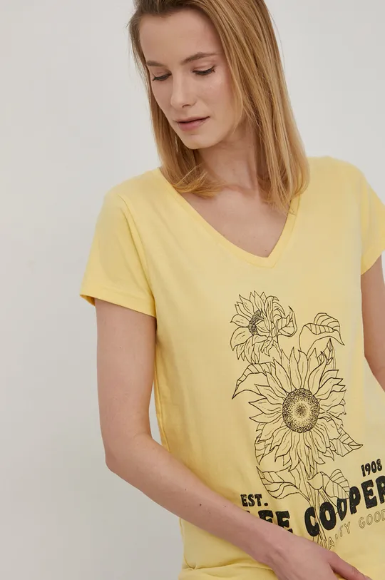Βαμβακερό μπλουζάκι Lee Cooper κίτρινο