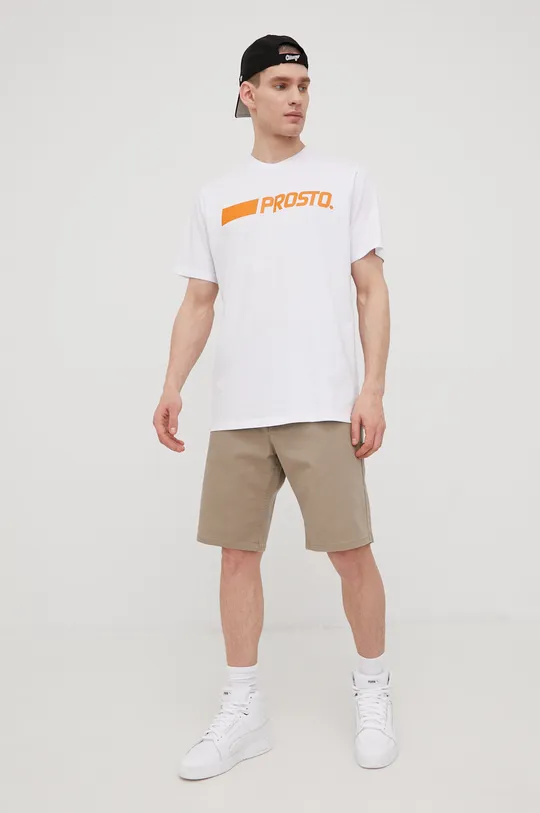 Βαμβακερό μπλουζάκι Prosto Retr λευκό