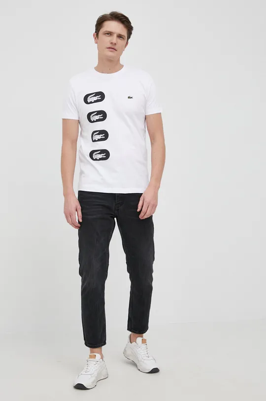 Lacoste T-shirt bawełniany TH7053 biały
