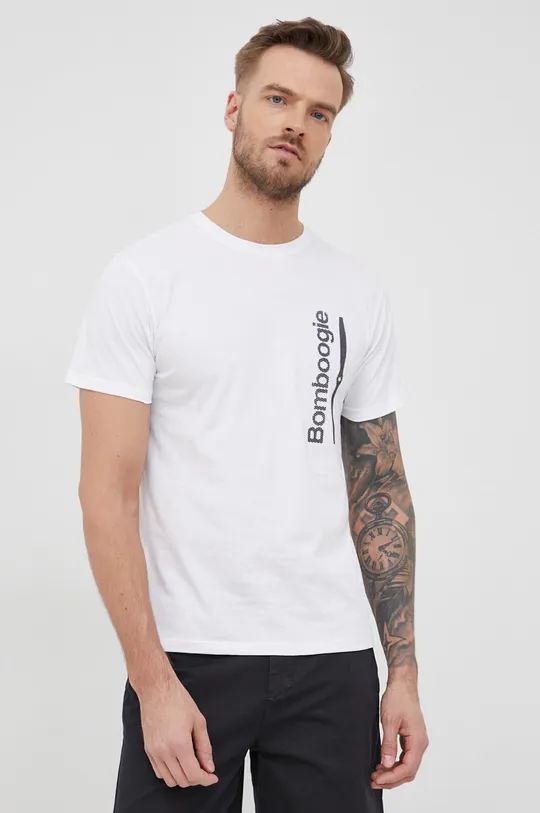 λευκό Βαμβακερό μπλουζάκι Bomboogie Ανδρικά