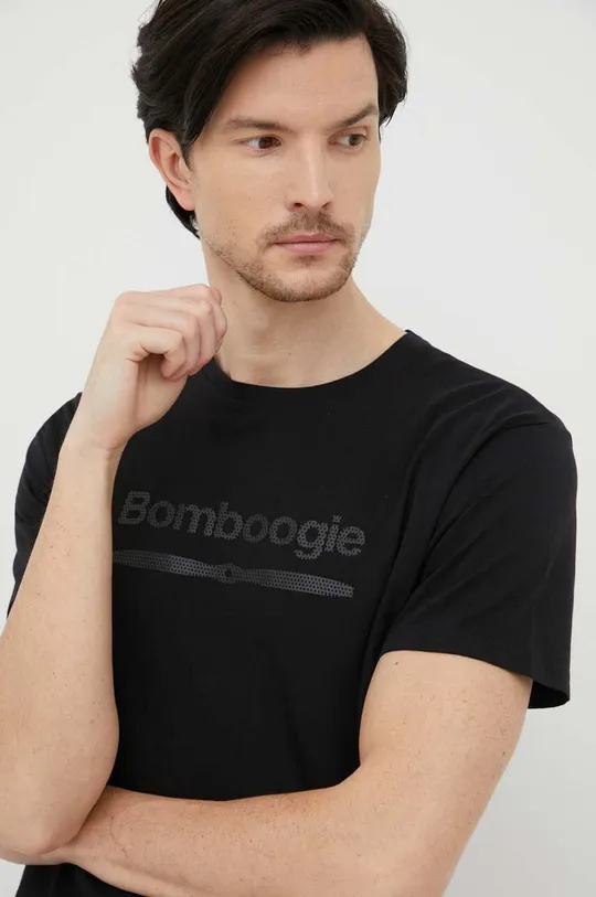 чёрный Хлопковая футболка Bomboogie Мужской