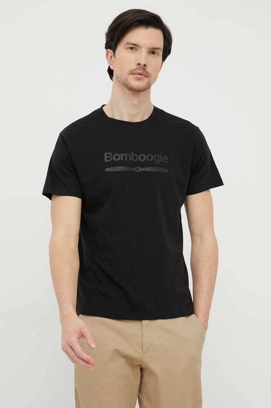 czarny Bomboogie t-shirt bawełniany