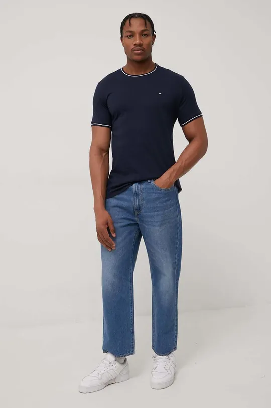 Βαμβακερό μπλουζάκι Cross Jeans σκούρο μπλε