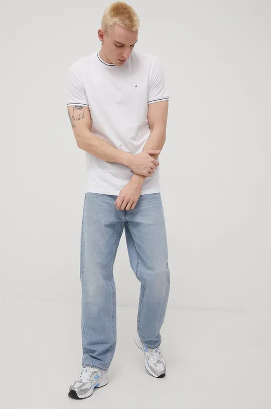 biela Bavlnené tričko Cross Jeans Pánsky