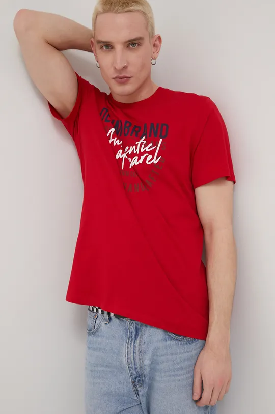 κόκκινο Βαμβακερό μπλουζάκι Cross Jeans Ανδρικά