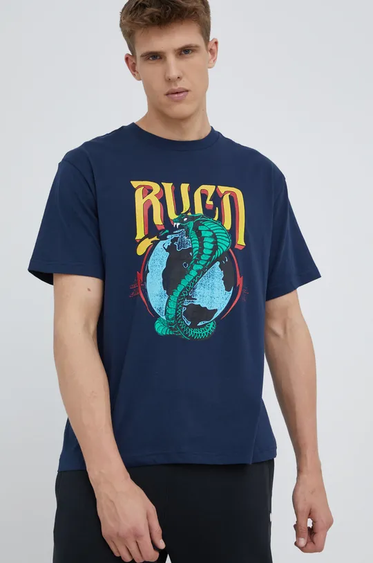 mornarsko modra Bombažen t-shirt RVCA Moški