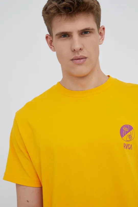 κίτρινο Βαμβακερό μπλουζάκι RVCA