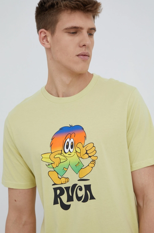 zelena Bombažen t-shirt RVCA Moški