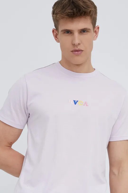 μωβ Βαμβακερό μπλουζάκι RVCA