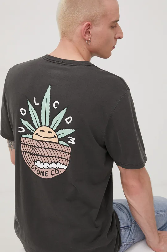 γκρί Βαμβακερό μπλουζάκι Volcom Ανδρικά