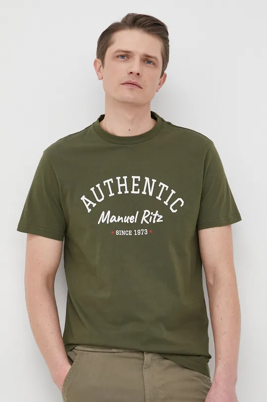 zelena Manuel Ritz bombažna majica Moški