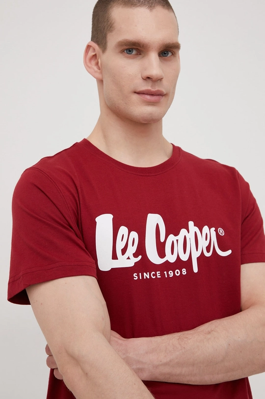 burgundské Bavlnené tričko Lee Cooper